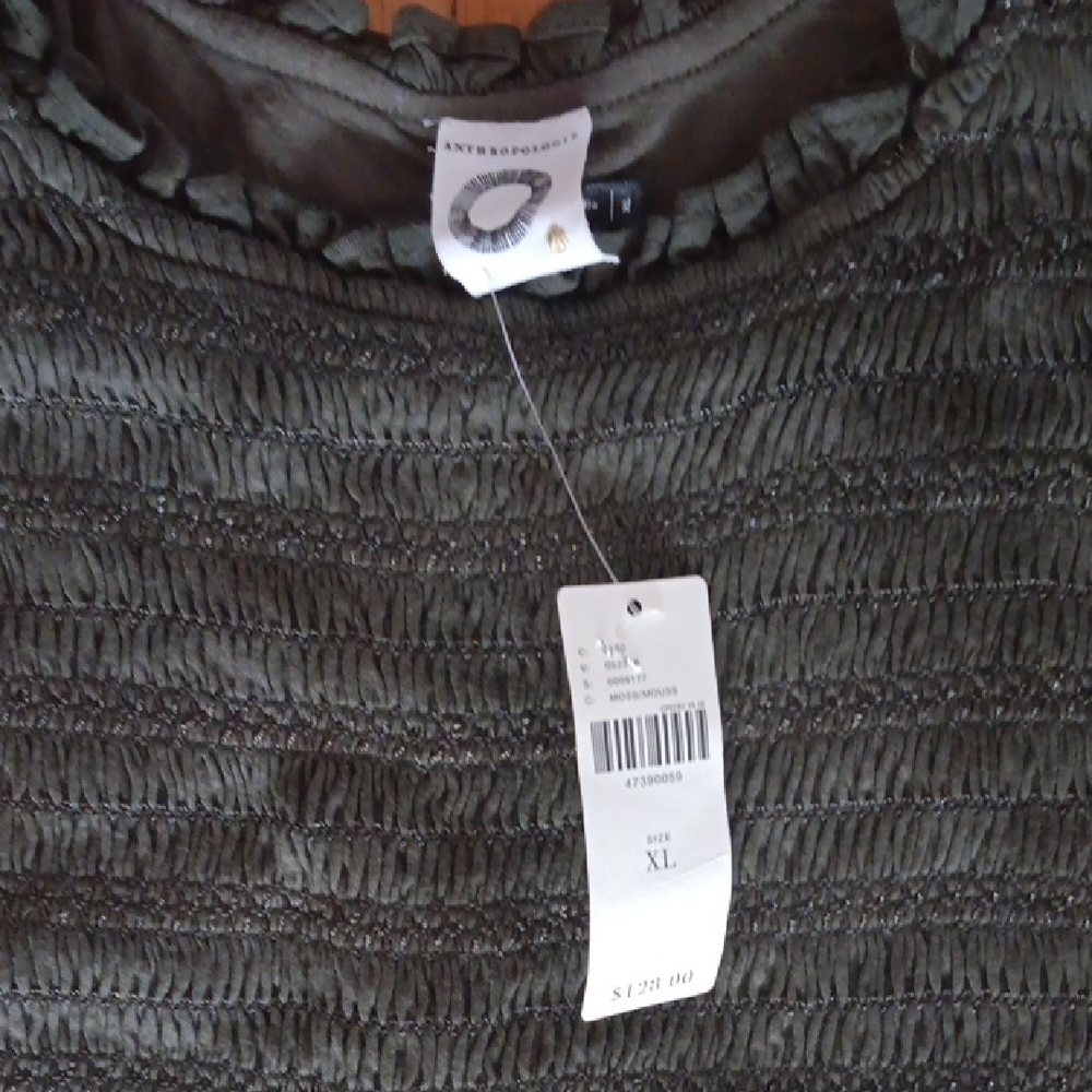 Anthropologie Olive Green Textured Blouse XL NWT - Picture 2 of 3